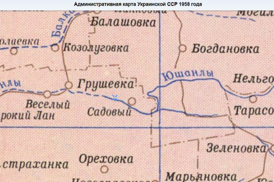 Грушевка на карте 1958 года