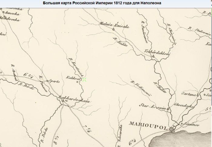 Река Каратыш на карте 1812 года