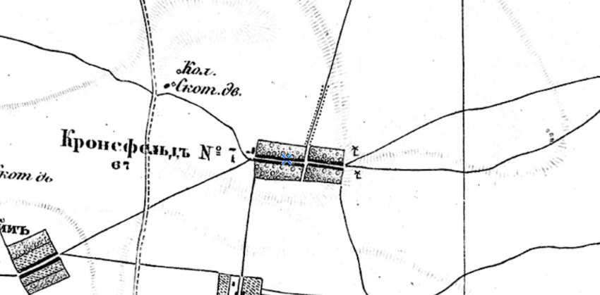 Кронсфельд на карте 1865 года 