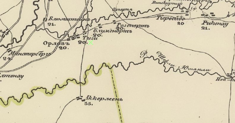 Колония Тиге на карте Шуберта 1824-1840 гг Колония Тиге на карте Шуберта 1824-1840 гг